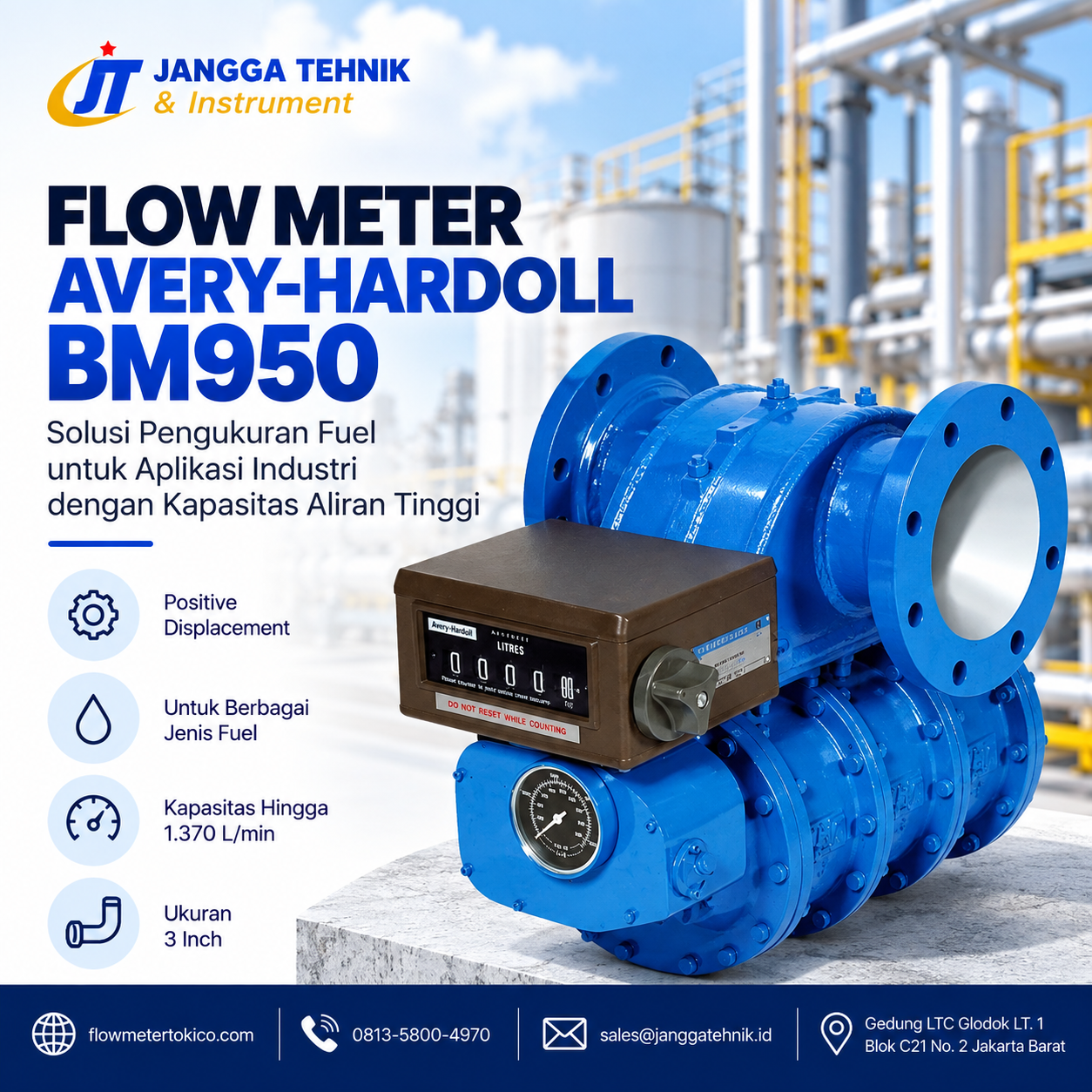 Flow Meter Avery-Hardoll BM950 3 Inch untuk pengukuran fuel industri