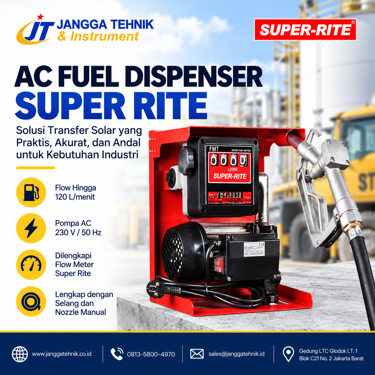 AC Fuel Dispenser Super Rite 1 Inch untuk transfer dan pengisian solar